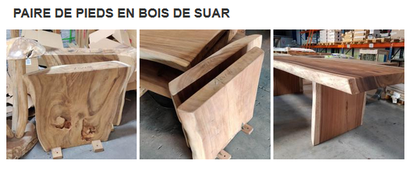 Pieds bois brut exotique pour plateau Nice 06 