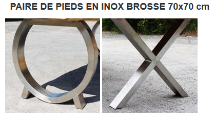 Paire de pieds inox brossé pour plateau table Grenoble 38