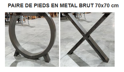 Paire de pieds métal brut plateau exotique Valence 26