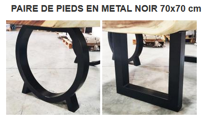 Paire de pieds en métal noir pour table bois exotique Perpignan 66 