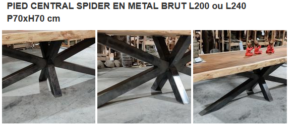 Pieds central en métal pour plateau bois Beziers 34