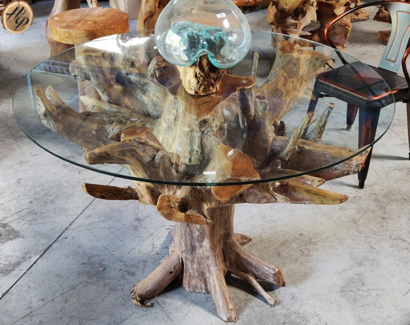 table salle à manger verre ronde teck 003 Toulouse 31