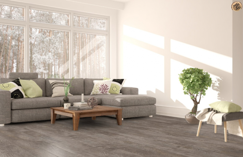 revêtement de sol en liège imitation parquet vieilli gris maison d'hôtes Treehouse Carcassonne 11